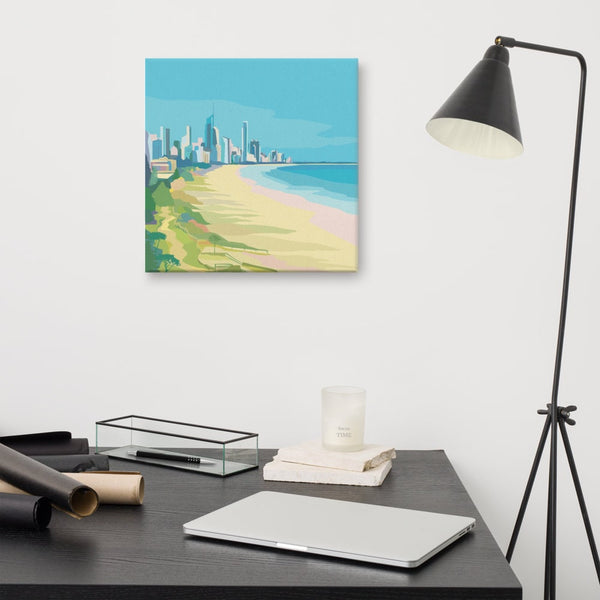 Gold Coast Beach Skyline Canvas, Broadbeach Miami Art Illustration, Queensland Australia Wall Printed Poster