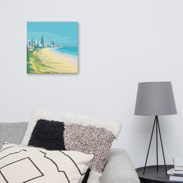 Gold Coast Beach Skyline Canvas, Broadbeach Miami Art Illustration, Queensland Australia Wall Printed Poster