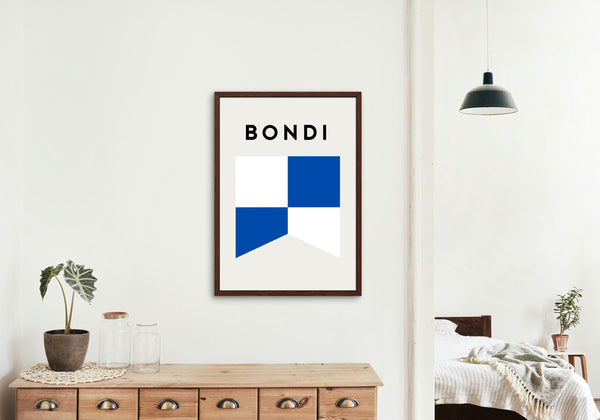 Bondi Beach Flag Print, Bondi Surf Flag, Beach Art Print Sydney