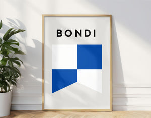 Bondi Beach Flag Print, Bondi Surf Flag, Beach Art Print Sydney