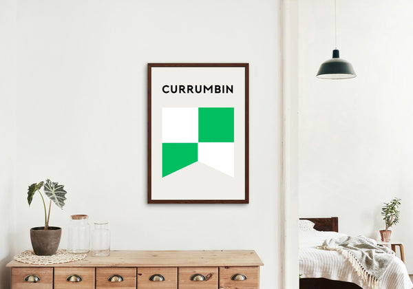 Currumbin Beach Flag Print, Currumbin Vikings Beach Surf Flag, Beach Art Print Beach Gold Coast