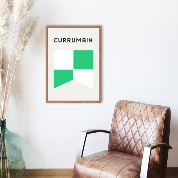 Currumbin Beach Flag Print, Currumbin Vikings Beach Surf Flag, Beach Art Print Beach Gold Coast