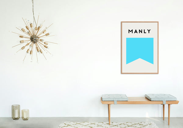 Manly Beach Flag Print, Manly Surf Flag, Beach Art Print Sydney, Sydney Beach Art Souvenir