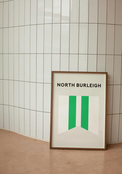 North Burleigh Gold Coast Surf Flag Print, North Burleigh Gold Coast Beach Surf Flag, Minimalist Art Print Beach North Burleigh