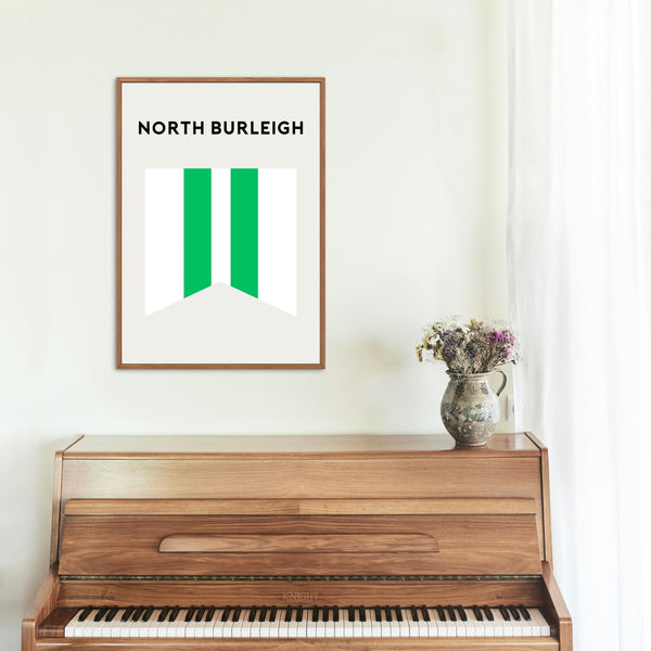 North Burleigh Gold Coast Surf Flag Print, North Burleigh Gold Coast Beach Surf Flag, Minimalist Art Print Beach North Burleigh