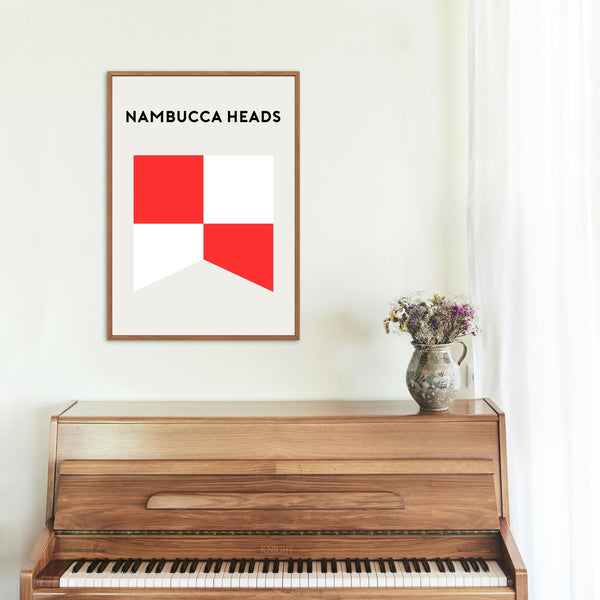 Nambucca Heads Surf Flag Print, Nambucca Heads Beach Surf Flag Retro, Minimalist Art Print Beach Nambucca NSW