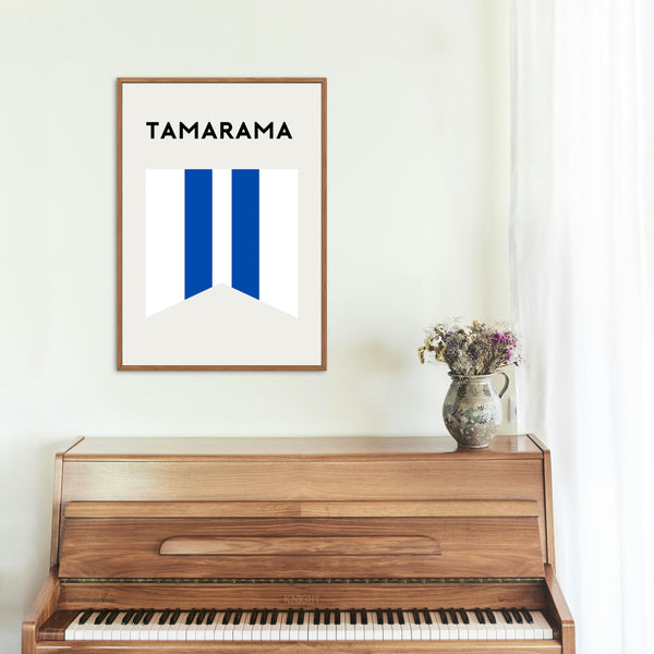 Tamarama Beach Flag Print, Tamarama Surf Flag, Beach Art Print Sydney Retro Minimal