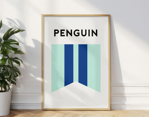 Penguin Tasmania SLSC Wall Art Print, Penguin Beach Surf Club Flag Art Print, Penguin Wall Art Poster Tasmania Australia