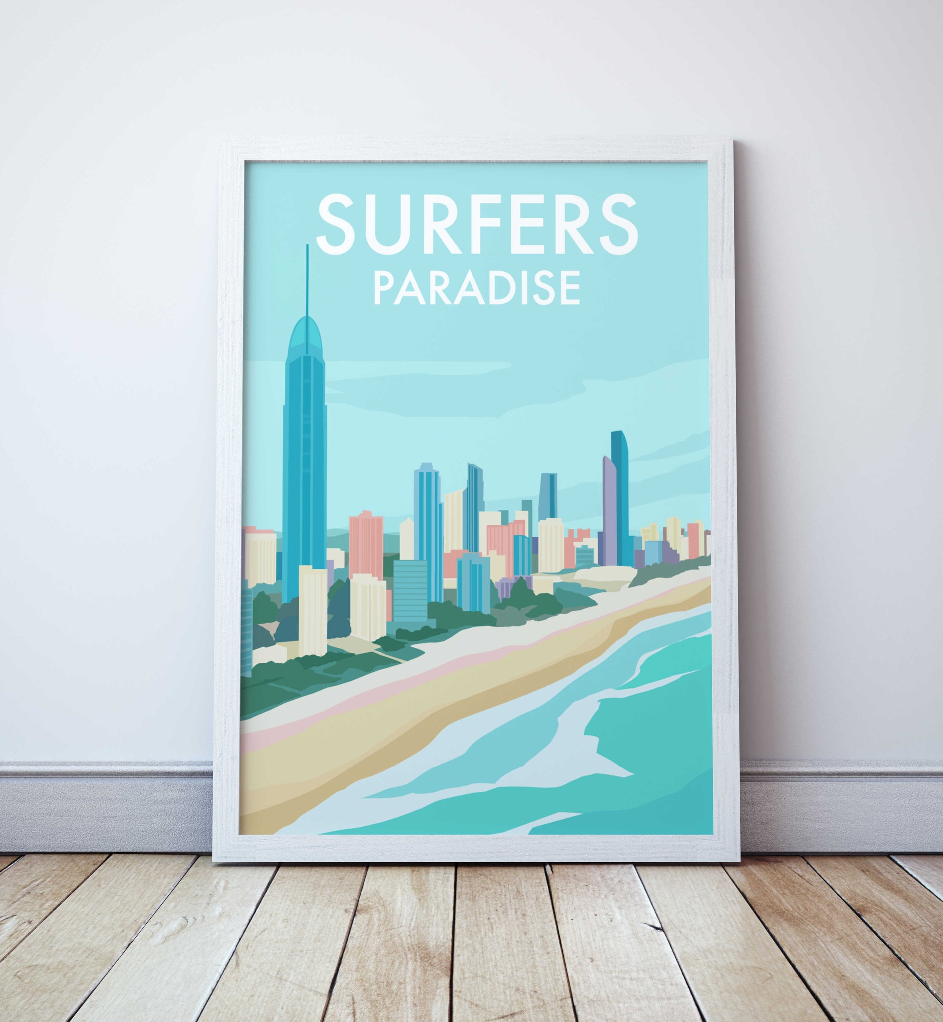 Surfers Paradise Beach Gold Coast Travel Print