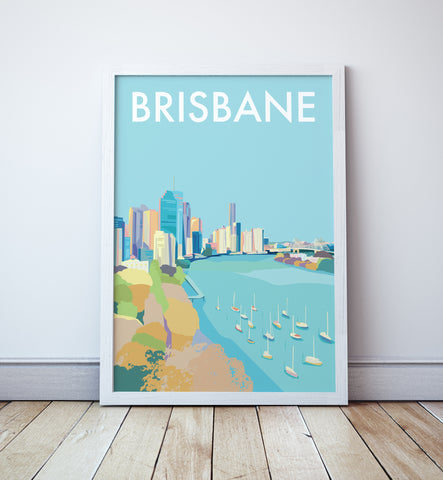 Brisbane City Illustrated Travel Print