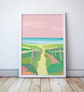 Beach Boardwalk Sunset Print