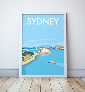 Sydney Harbour Illustrated Travel Print